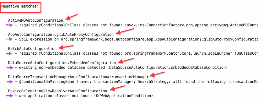 spring auto-configuration-negative-matches